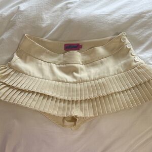 Edikted Cream Satin Skirt With shorts under